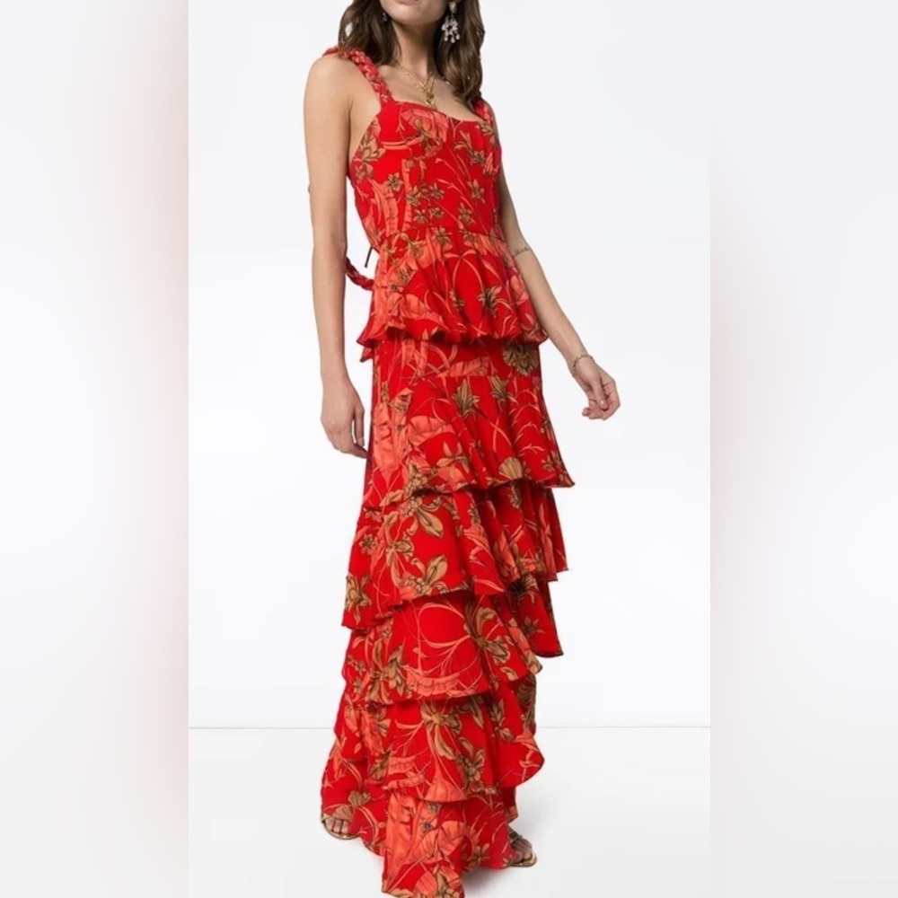 JOHANNA ORTIZ Life Goals Tiered Floral-print Cotton Maxi Dress NWT size 6